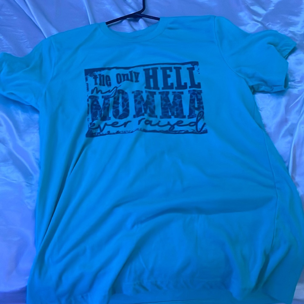 Mama large blue and black cheetah print shirt